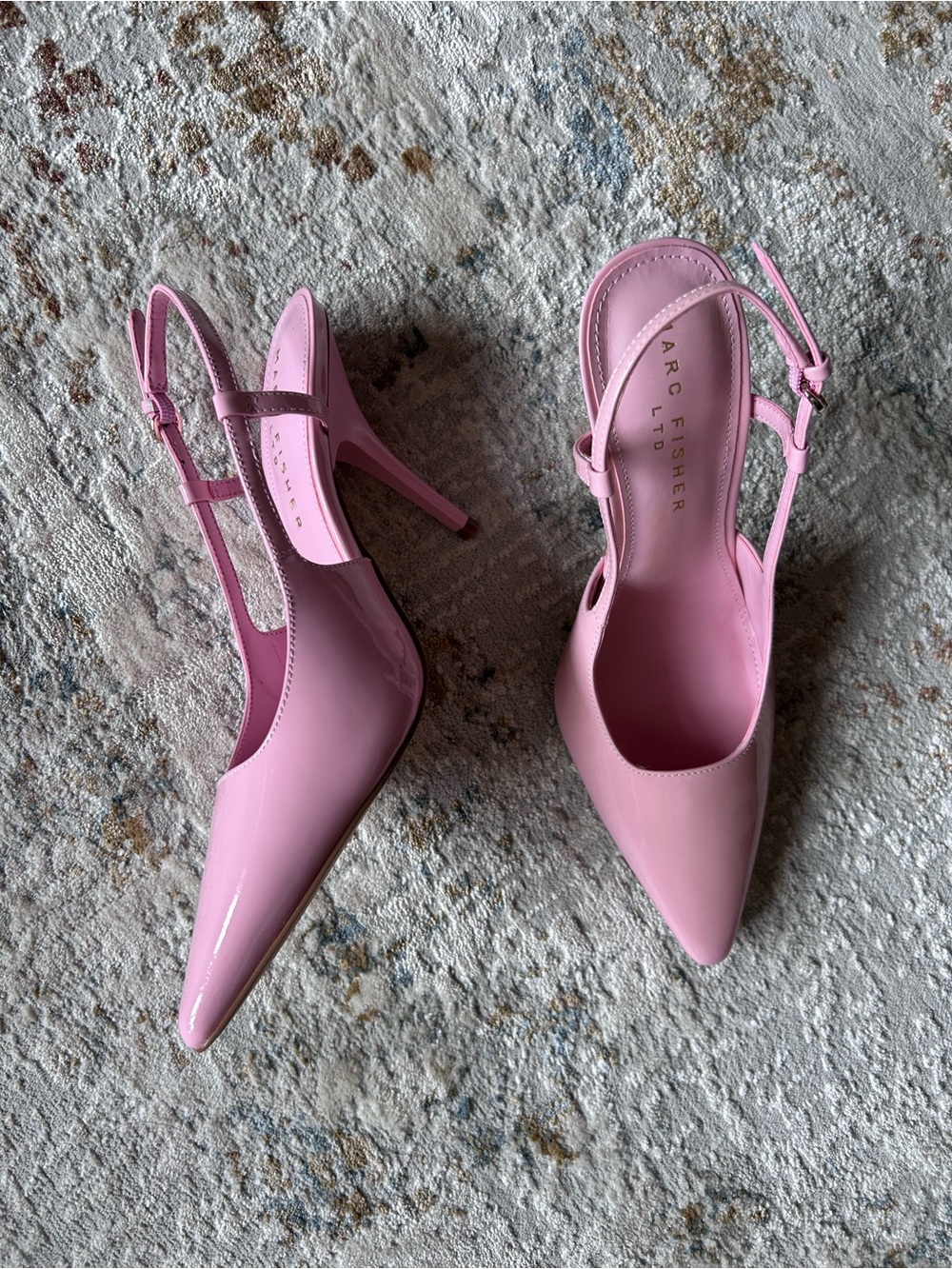 BNWOT Marc Fisher Candy Pink Patent Slingback Heels